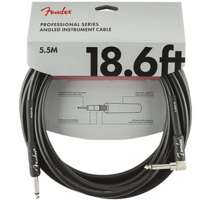 FENDER PROFESSIONAL SERIES INSTRUMENT CABLE 18.6’ BLACK STRAIGHT TO 90