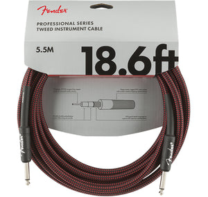 FENDER PROFESSIONAL SERIES INSTRUMENT CABLE 18.6’ RED TWEED STRAIGHT TO STRAIGHT
