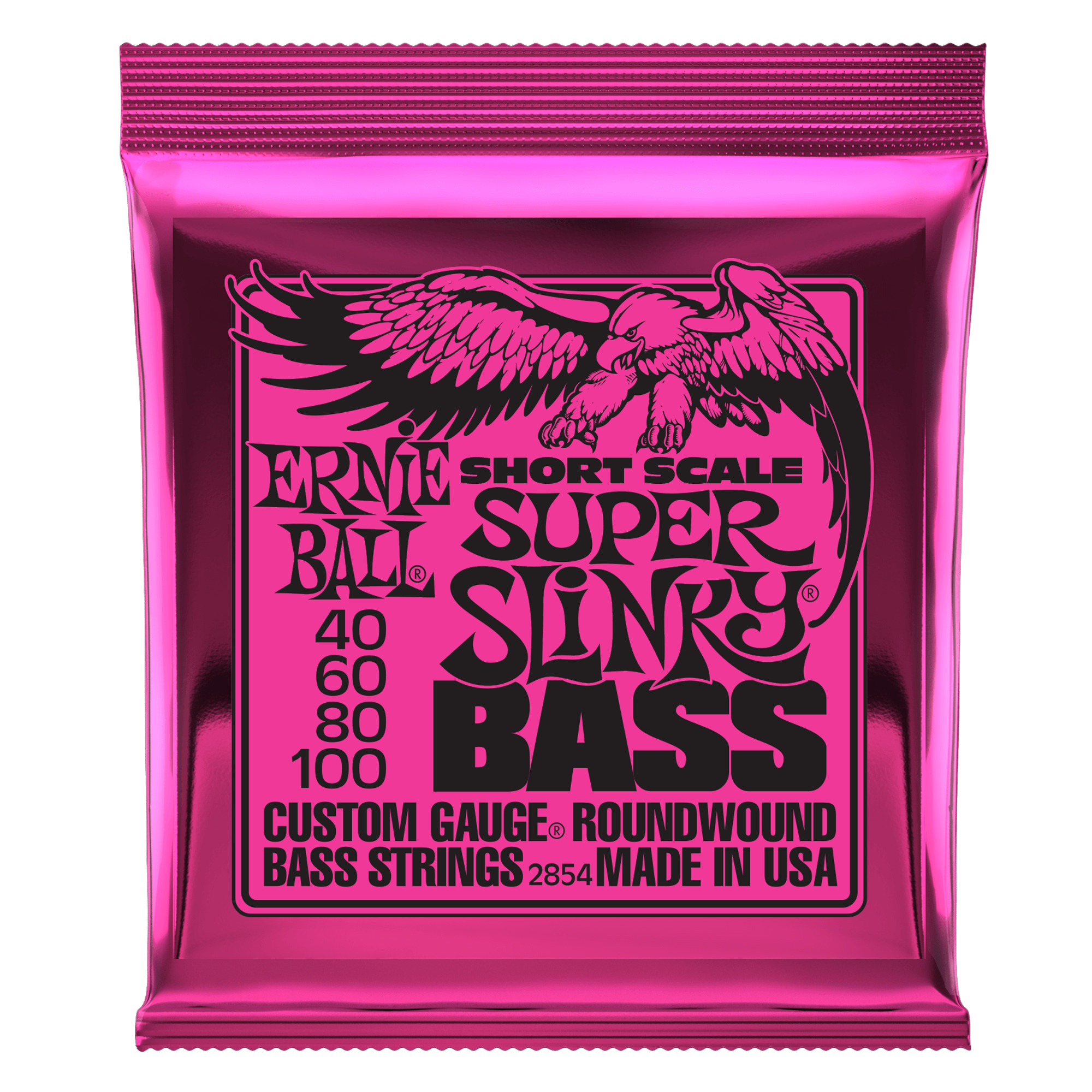 ERNIE BALL SUPER SLINKY NICKEL WOUND SHORT SCALE BASS STRINGS - 40-100