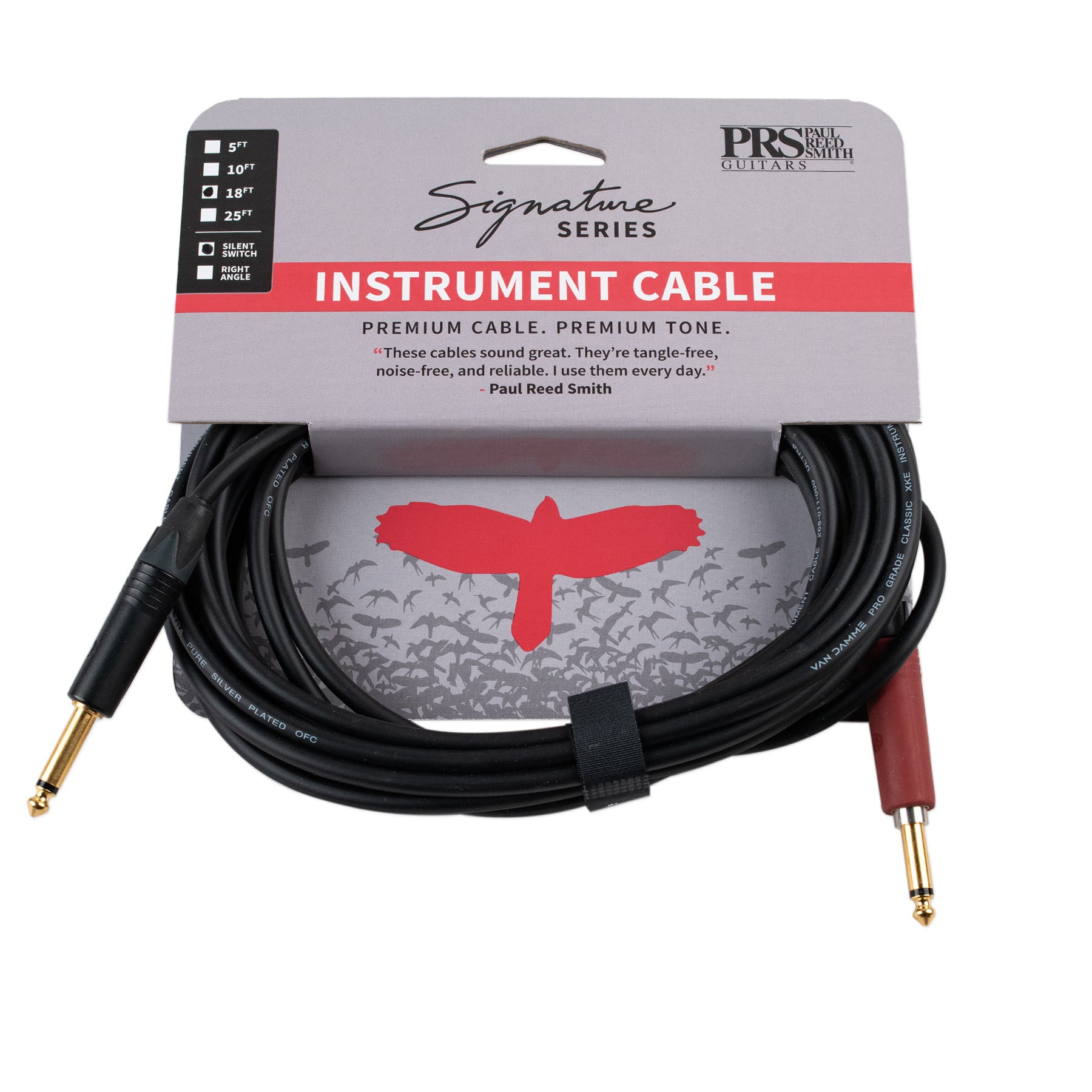 PRS GUITARS SIGNATURE INSTRUMENT CABLE 18’ STRAIGHT TO STRAIGHT SILENT