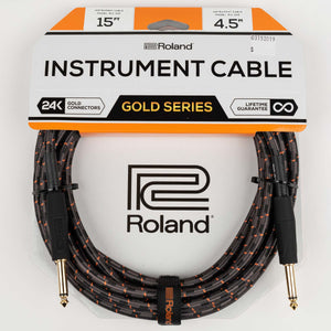 ROLAND INSTRUMENT CABLE GOLD SERIES - 15’ STRAIGHT/STRAIGHT 1/4” JACK