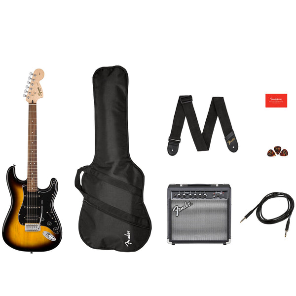 SQUIER AFFINITY STRATOCASTER HSS PACK WITH FENDER 15G AMPLIFIER AND GIGBAG - BROWN SUNBURST