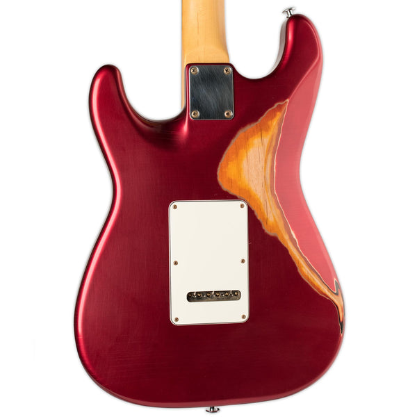 SUHR CLASSIC ANTIQUE PRO CANDY APPLE RED OVER 3 TONE SUNBURST, HSS ROSEWOOD FINGERBOARD
