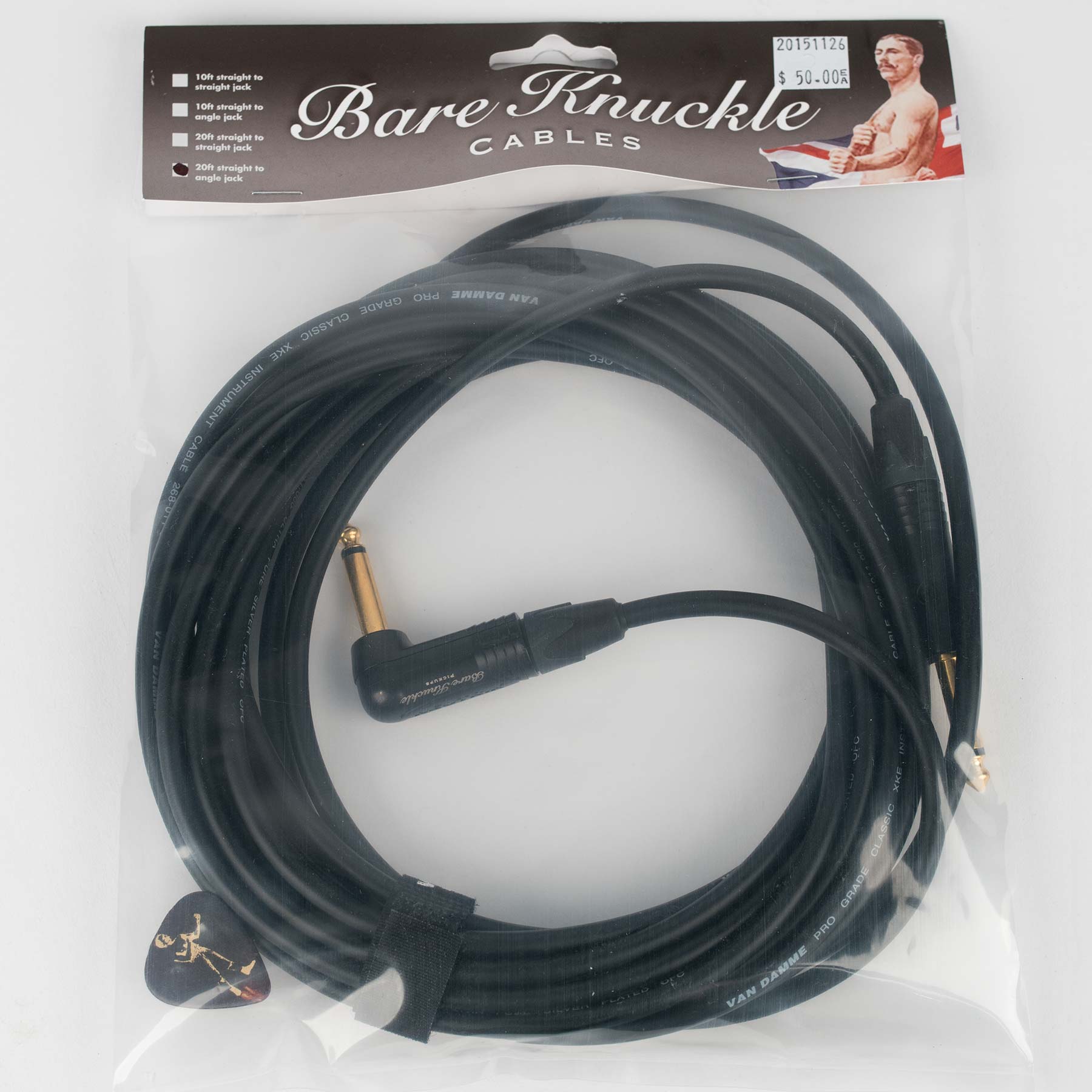 BARE KNUCKLE VDC GUITAR CABLE 20 ANGLED JACK