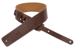 LEVY'S 2.5" LEATHER GUITAR STRAP WITH DOUBLE STITCH BROWN+C274