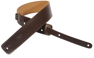LEVY'S 2.5" LEATHER GUITAR STRAP WITH DOUBLE STITCH DARK BROWN