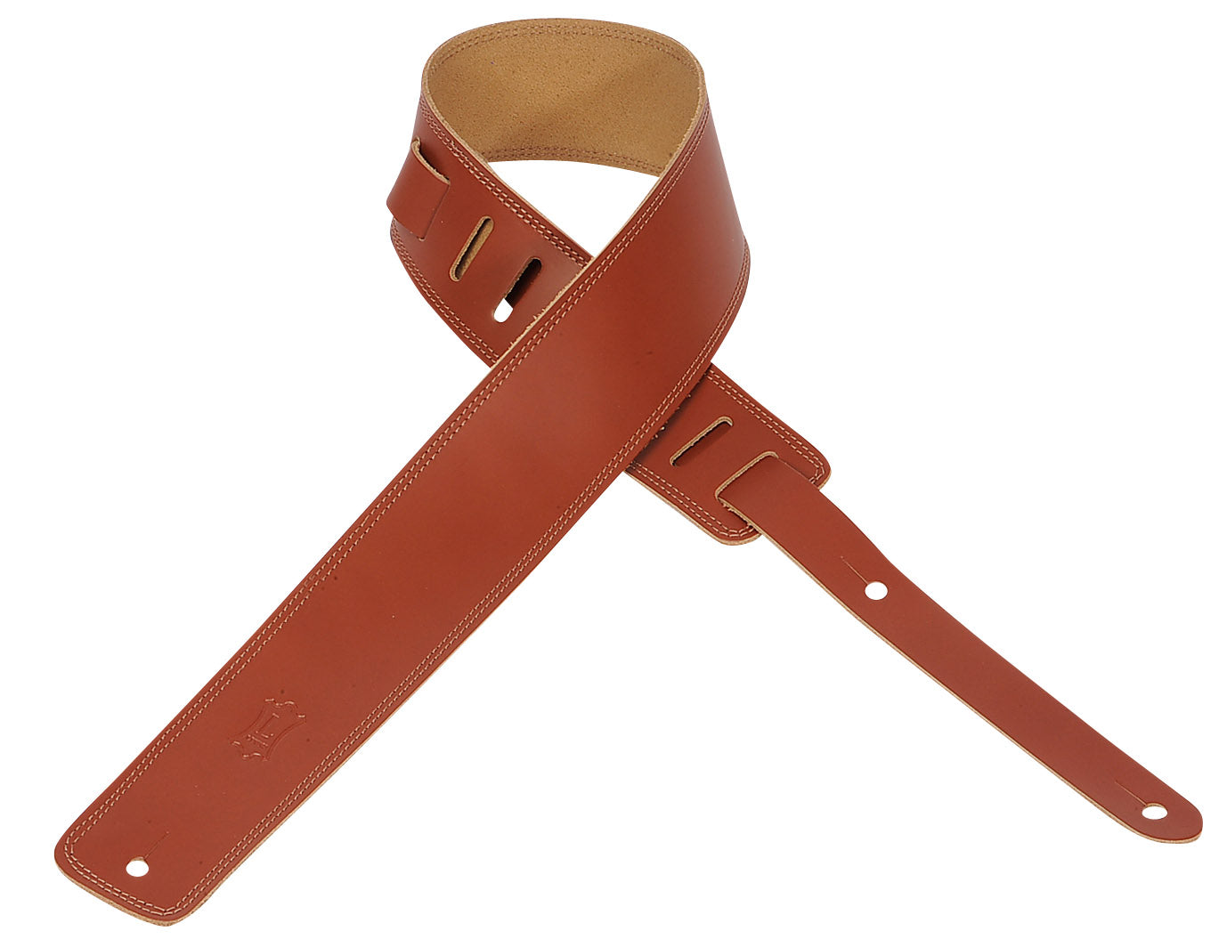 LEVY'S 2.5" LEATHER GUITAR STRAP WITH DOUBLE STITCH WALNUT