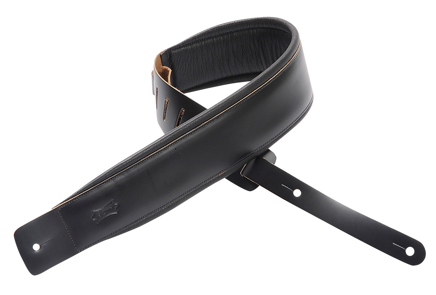 LEVY'S 2 1/2" LEATHER STRAP WITH FOAM PADDING AND GARMENT LEATHER BACK BLACK