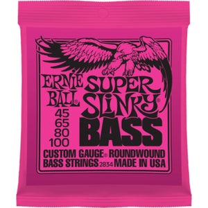 ERNIE BALL SUPER SLINKY BASS ROUNDWOUND BASS STRINGS 45-100