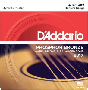D'ADDARIO PHOSPHOR BRONZE ACOUSTIC GUITAR STRINGS MEDIUM .013-.056