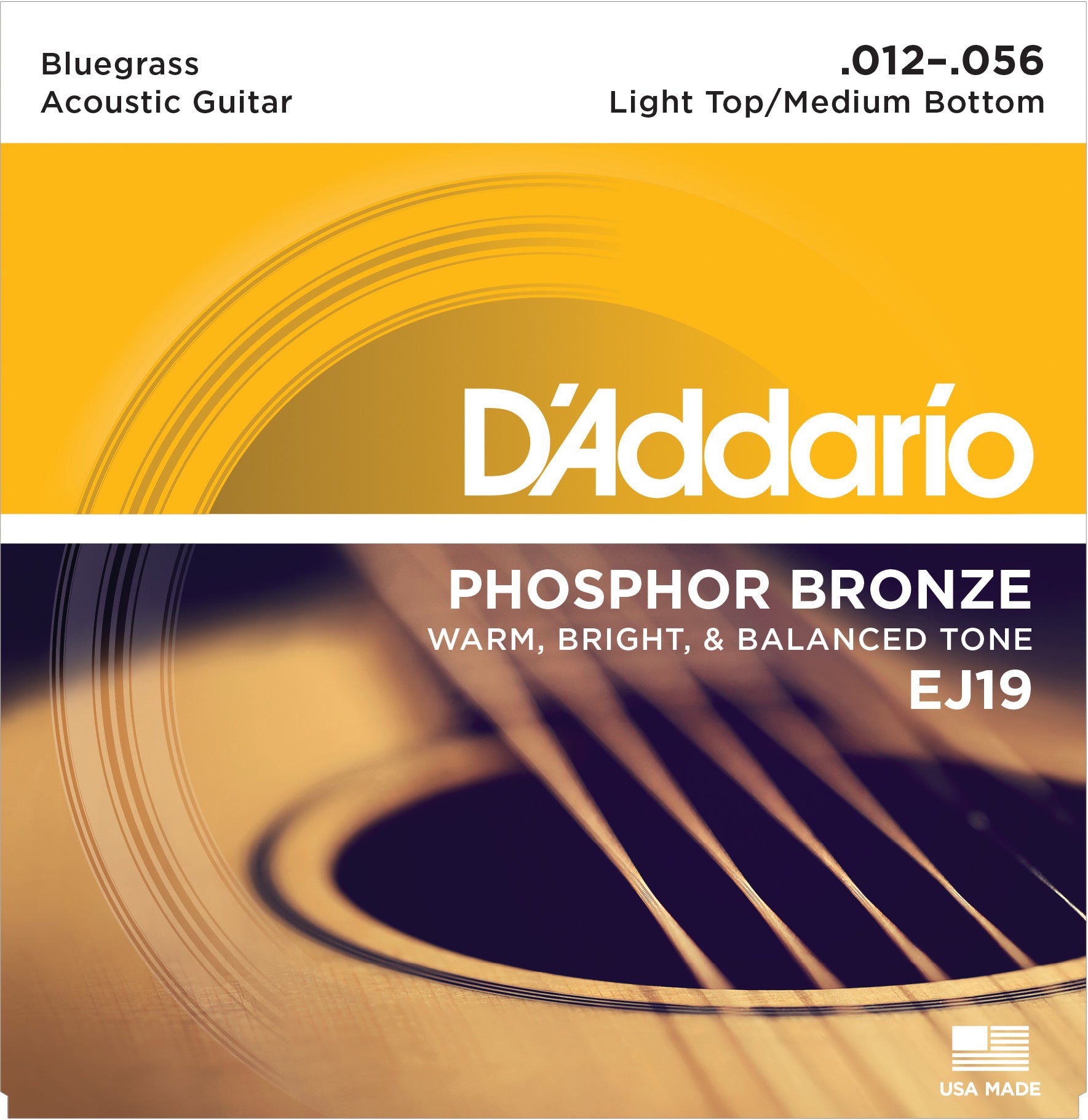 D'ADDARIO PHOSPHOR BRONZE ACOUSTIC GUITAR STRINGS BLUEGRASS .012-.056