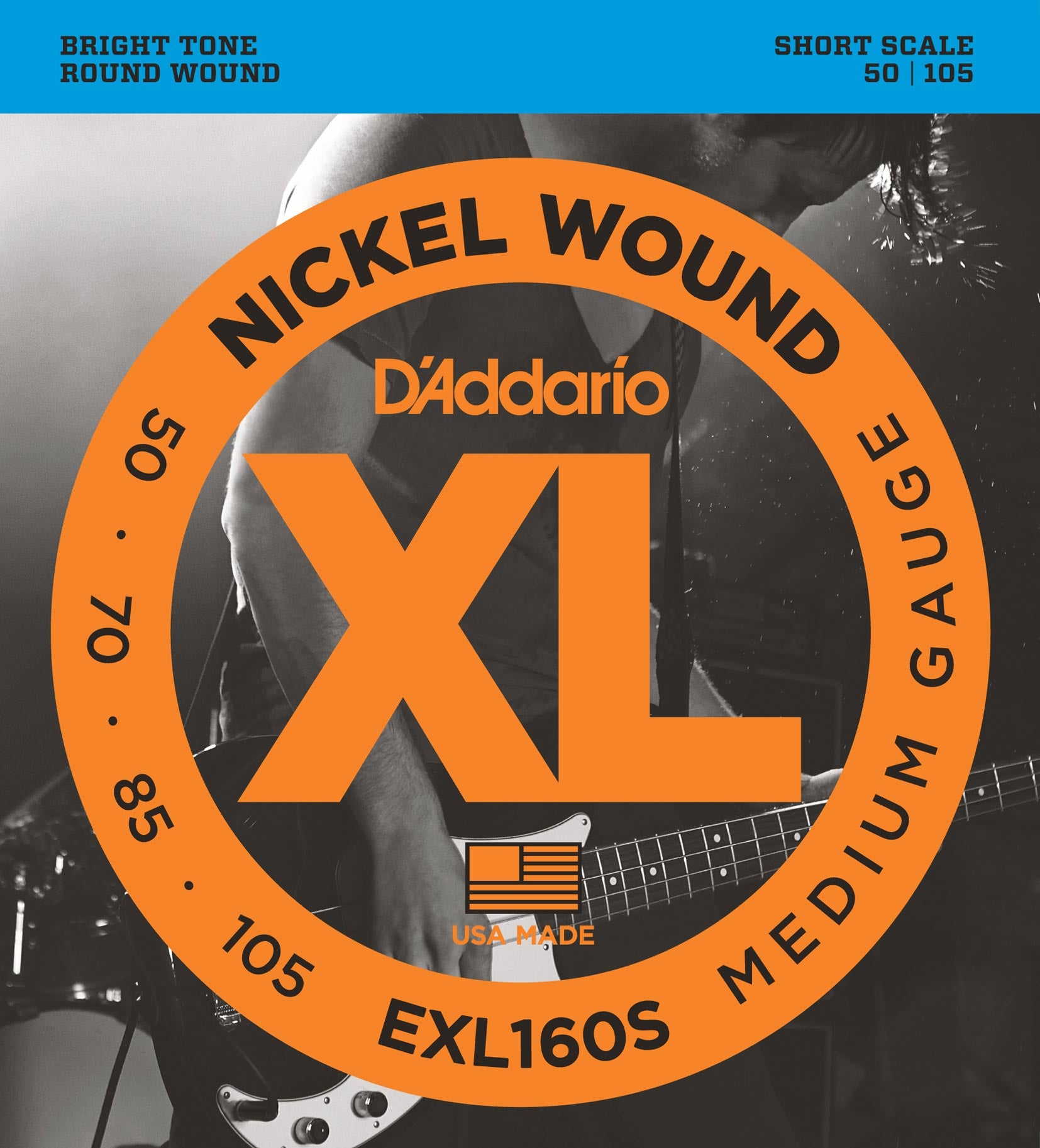 D'ADDARIO EXL160S NICKEL WOUND BASS STRINGS 50-105 SHORT SCALE