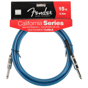 FENDER CALIFORNIA SERIES 15' INSTRUMENT CABLE LAKE PLACID BLUE