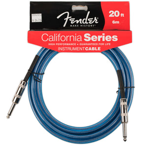 FENDER CALIFORNIA SERIES 20' INSTRUMENT CABLE LAKE PLACID BLUE