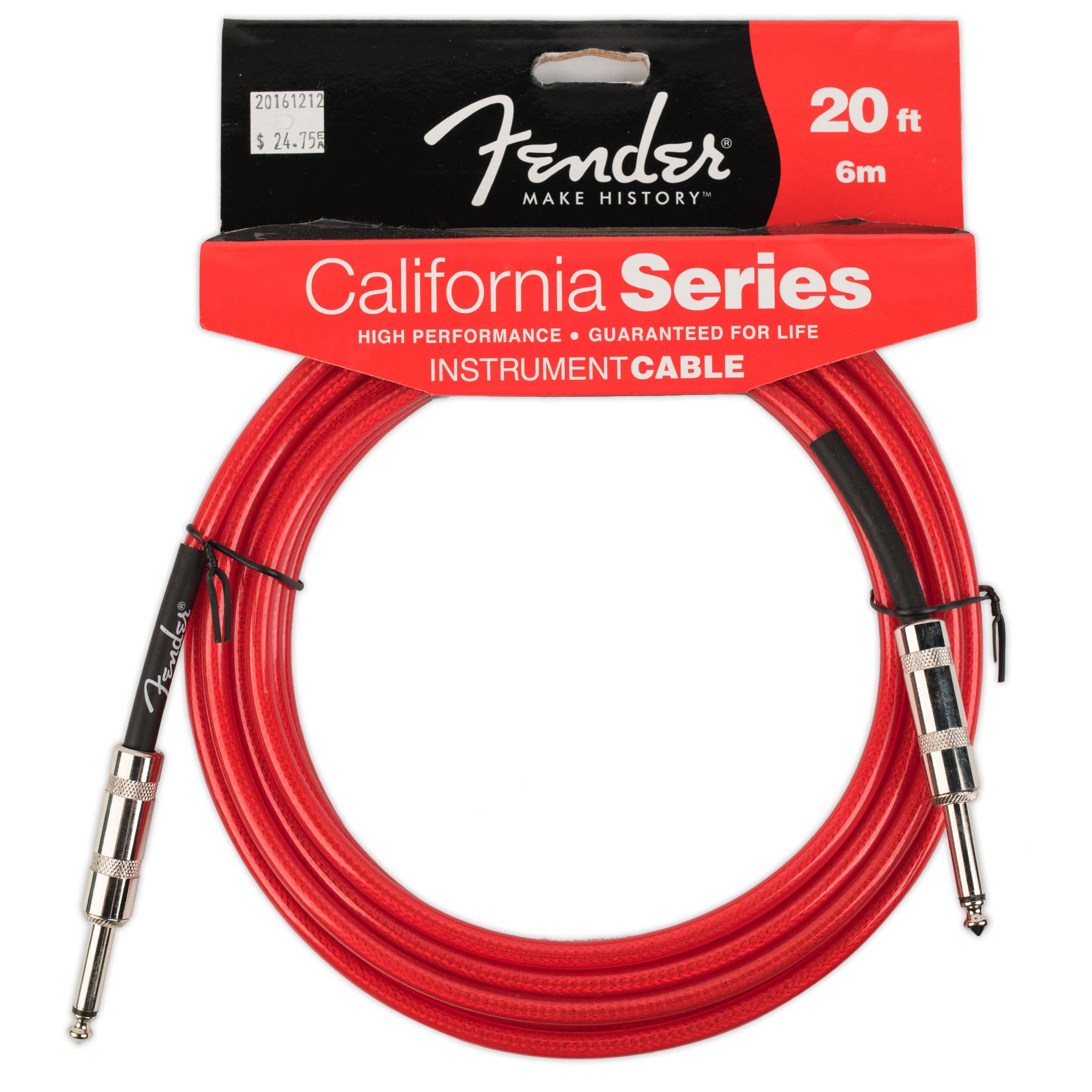 FENDER CALIFORNIA SERIES 20' INSTRUMENT CABLE CANDY APPLE RED