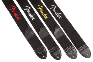 FENDER 2"POLY STRAP BLACK WITH YELLOW LOGO