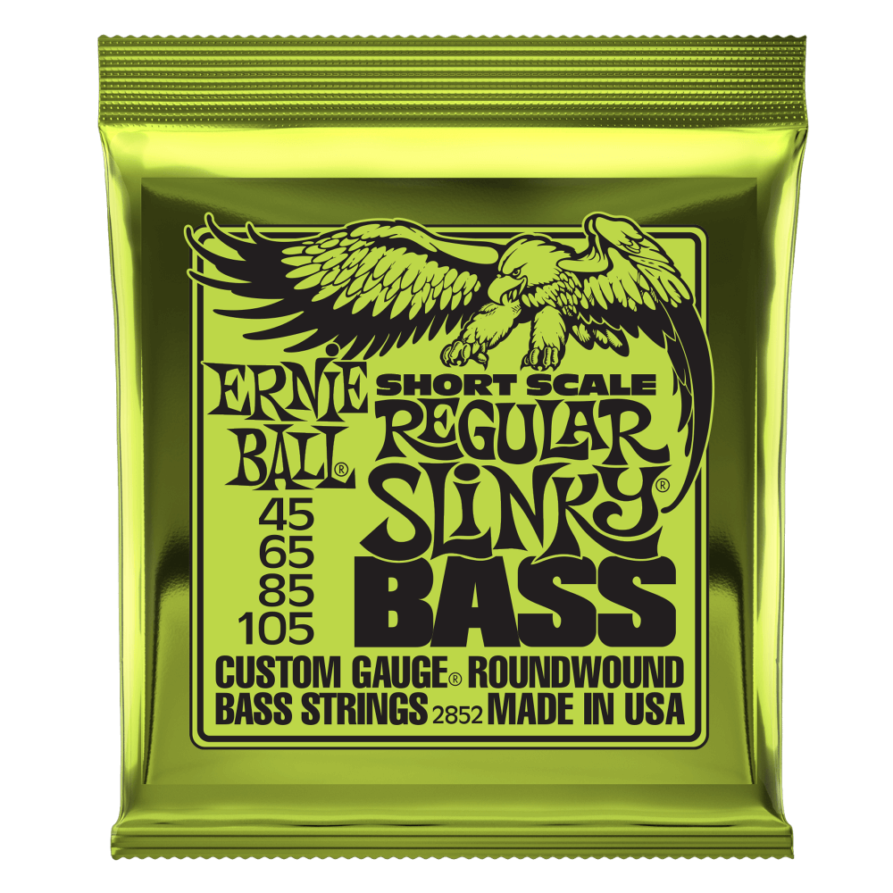 ERNIE BALL REGULAR SLINKY NICKEL WOUND SHORT SCALE BASS STRINGS - 45-105