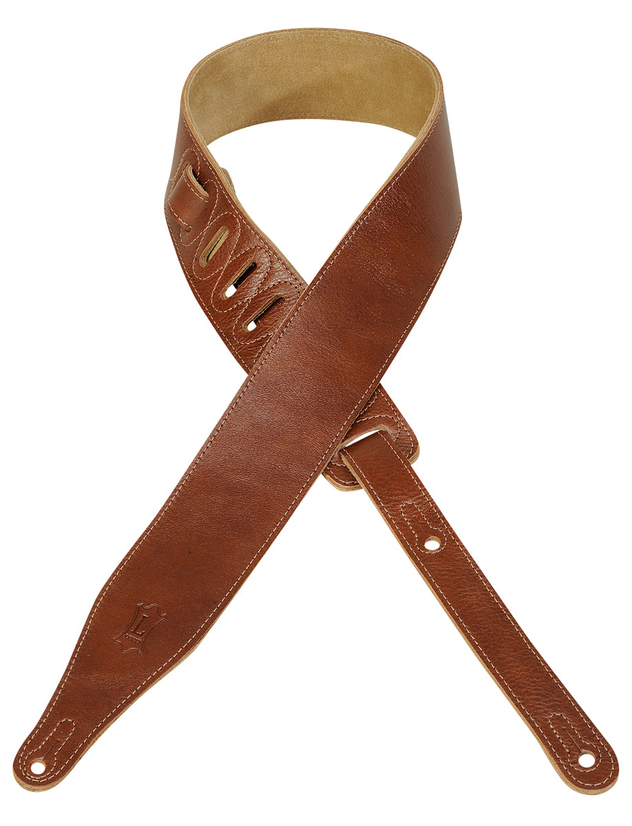 LEVY'S 2 1/2" MONTE CARLO LEATHER STRAP WITH SUEDE BACKING BROWN