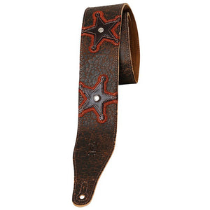 LEVY'S 2 1/2" CRACKED LEATHER STRAP WITH STAR APPLIQUE