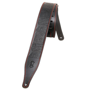 LEVY'S 2 1/2" VEG-TAN GUITAR STRAP WITH SUEDE BACK AND HAIDA TOOLED TOTEM EMBOSSING