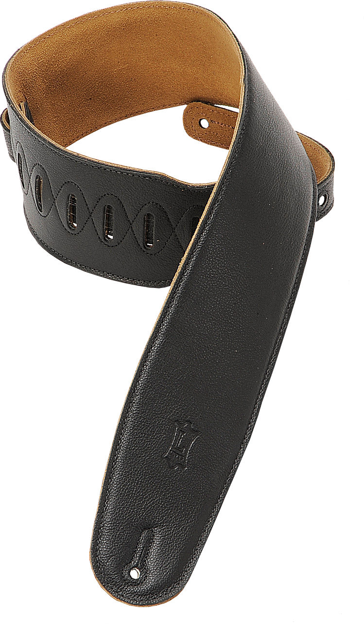 LEVY'S M4GF-BLK 3 1/2" GARMENT LEATHER BASS STRAP - BLACK