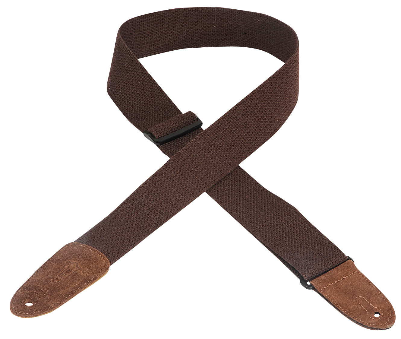 LEVY'S 2" COTTON GUITAR STRAP WITH SUEDE ENDS- BROWN