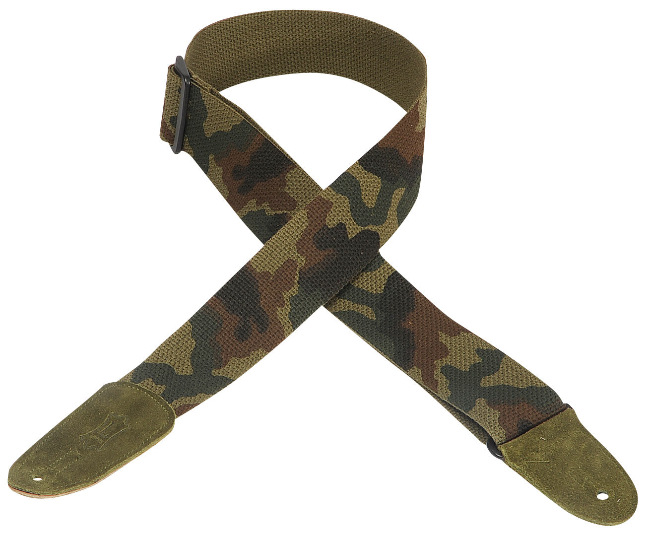 LEVY'S 2" COTTON GUITAR STRAP WITH SUEDE ENDS- CAMO