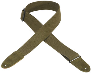 LEVY'S MC8-GRN 2" COTTON GUITAR STRAP WITH SUEDE ENDS- GREEN