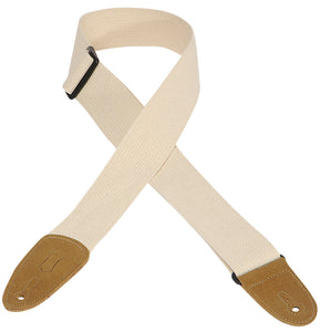 LEVY'S MC8-NAT 2" COTTON GUITAR STRAP WITH SUEDE ENDS- NATURAL