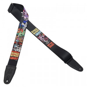 LEVY'S 2" POLYESTER GUITAR STRAP "ART FOR SICKOS" - GIRLS GIRLS GHOULS