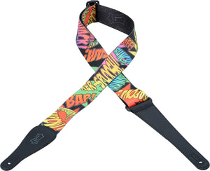LEVY'S 2" POLYESTER GUITAR STRAP WITH SUBLIMATION DESIGN COMIC SCRIPT