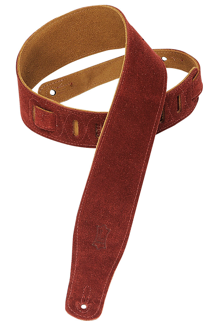 LEVY'S 2.5" SUEDE GUITAR STRAP BURGANDY