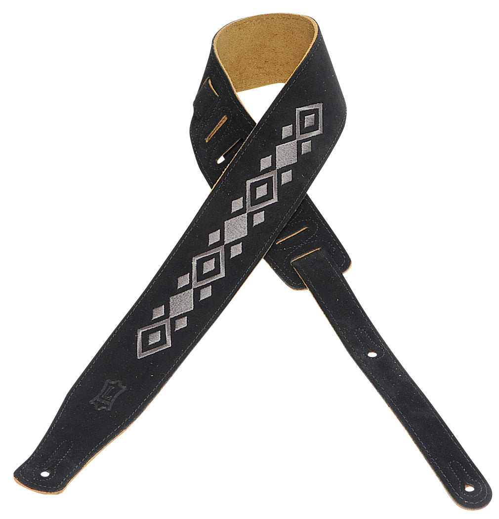 LEVY'S MS26E-002 2 1/2" SUEDE GUITAR STRAP WITH EMBROIDERED DESIGN