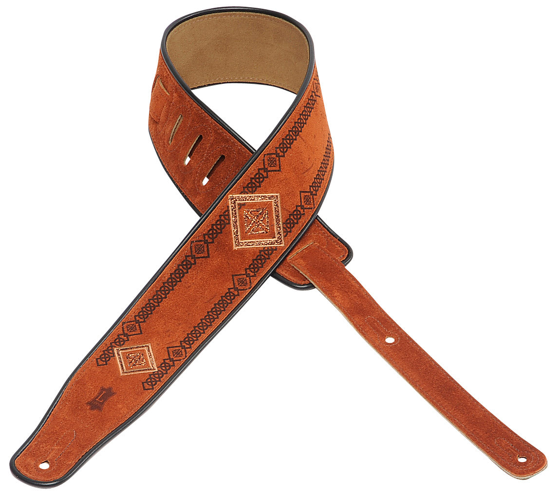 LEVY'S 2 1/2" SUEDE GUITAR STRAP WITH EMROIDERED AND PRINTED DESIGN - 003